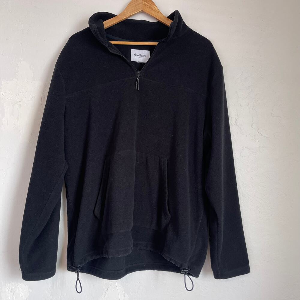 Goodfellow & Co Raglan Pullover Quarter Zip Black Sweatshirt w Bungie Men's XL